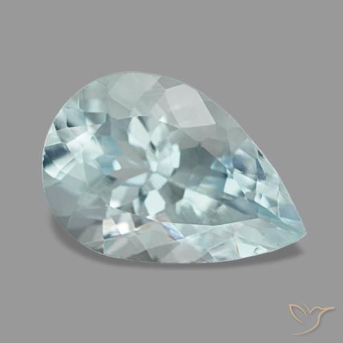 1.64 ct Blue Aquamarine Stone, Natural Aquamarine in Pear Facet Shape for Sale