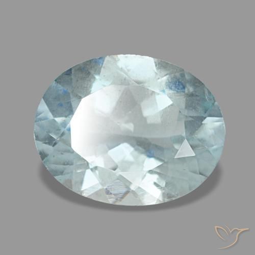 2.03 ct Blue Aquamarine Stone, Natural Aquamarine in Oval Facet Shape for Sale