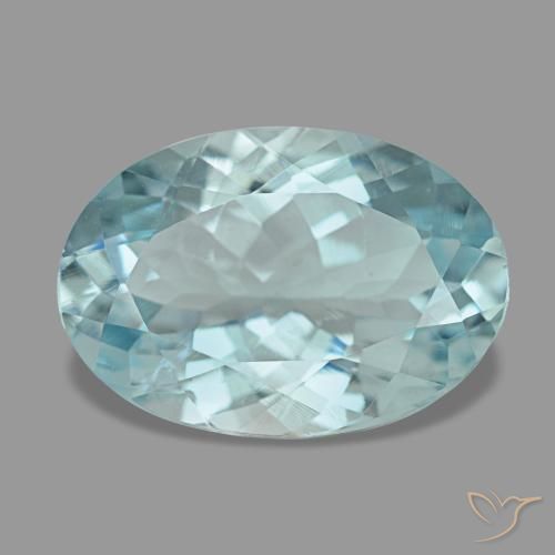 3.02 ct Blue Aquamarine Gemstone, Aquamarine Gem in Oval Facet Shape for Sale.