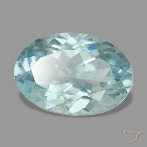 3.02 ct Blue Aquamarine Stone, Natural Aquamarine in Oval Facet Shape for Sale