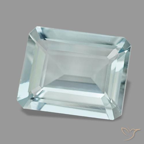 3.65 ct Blue Aquamarine Stone, Natural Aquamarine in Octagon Step Cut Shape for Sale