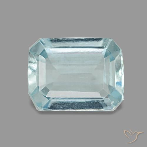 1.28 ct Blue Aquamarine Gemstone, Aquamarine Gem in Octagon Step Cut Shape for Sale.