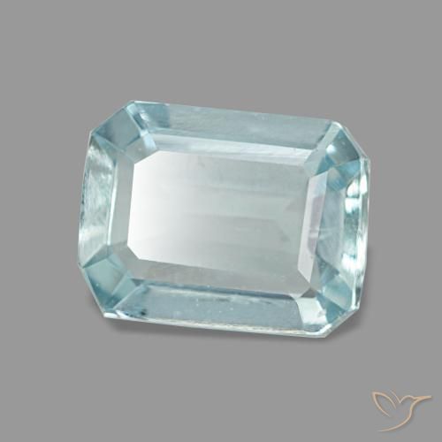 1.28 ct Blue Aquamarine Stone, Natural Aquamarine in Octagon Step Cut Shape for Sale