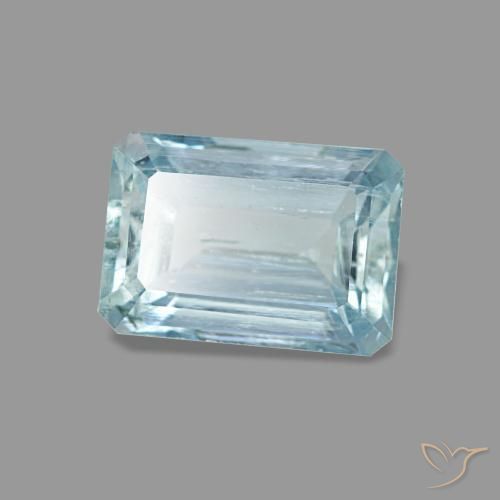 0.94 ct Blue Aquamarine Stone, Natural Aquamarine in Octagon Step Cut Shape for Sale