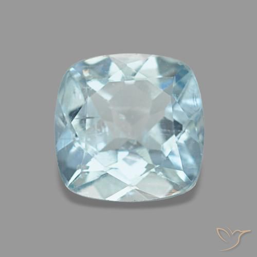 0.74 ct Blue Aquamarine Gemstone, Aquamarine Gem in Cushion-Cut Shape for Sale.