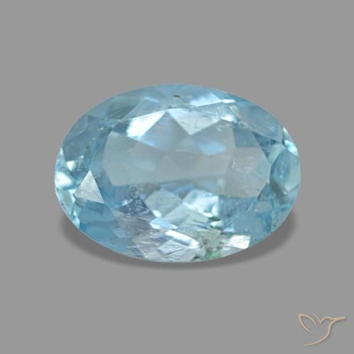 1.02 ct Blue Aquamarine Gemstone, Aquamarine Gem in Oval Facet Shape for Sale.