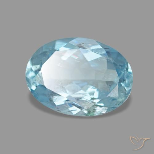 1.02 ct Blue Aquamarine Stone, Natural Aquamarine in Oval Facet Shape for Sale