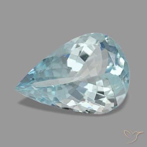 1.94 ct Blue Aquamarine Gemstone, Aquamarine Gem in Pear Facet Shape for Sale.