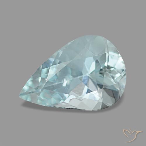 1.08 ct Blue Aquamarine Gemstone, Aquamarine Gem in Pear Facet Shape for Sale.