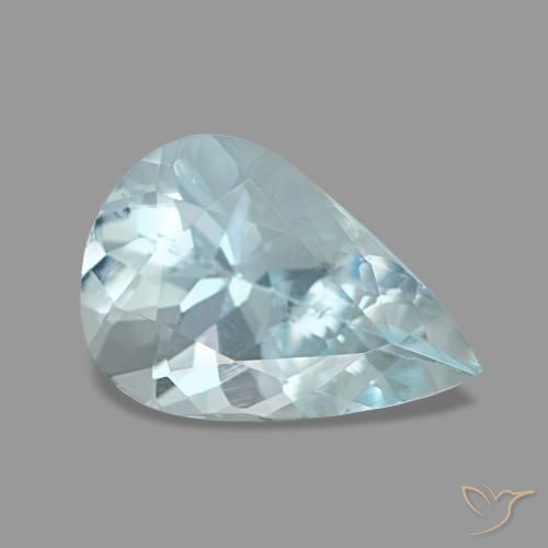 1.08 ct Blue Aquamarine Stone, Natural Aquamarine in Pear Facet Shape for Sale