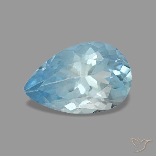 0.74 ct Blue Aquamarine Gemstone, Aquamarine Gem in Pear Facet Shape for Sale.