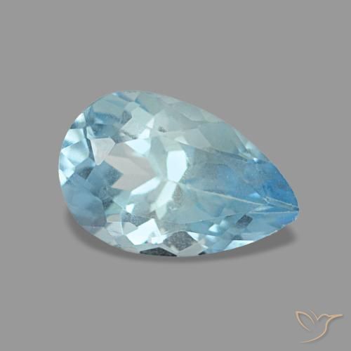 0.74 ct Blue Aquamarine Stone, Natural Aquamarine in Pear Facet Shape for Sale