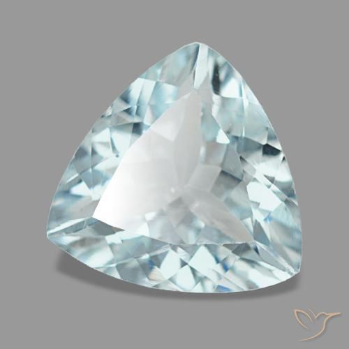 1.74 ct Blue Aquamarine Stone, Natural Aquamarine in Trillion Facet Shape for Sale