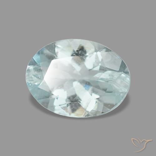 0.97 ct Blue Aquamarine Stone, Natural Aquamarine in Oval Facet Shape for Sale