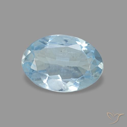 0.62 ct Blue Aquamarine Stone, Natural Aquamarine in Oval Facet Shape for Sale