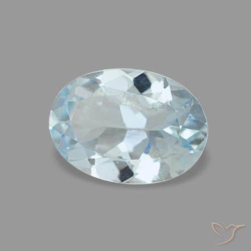 0.55 ct Blue Aquamarine Stone, Natural Aquamarine in Oval Facet Shape for Sale