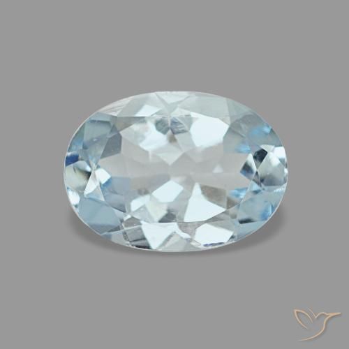 0.60 ct Blue Aquamarine Gemstone, Aquamarine Gem in Oval Facet Shape for Sale.