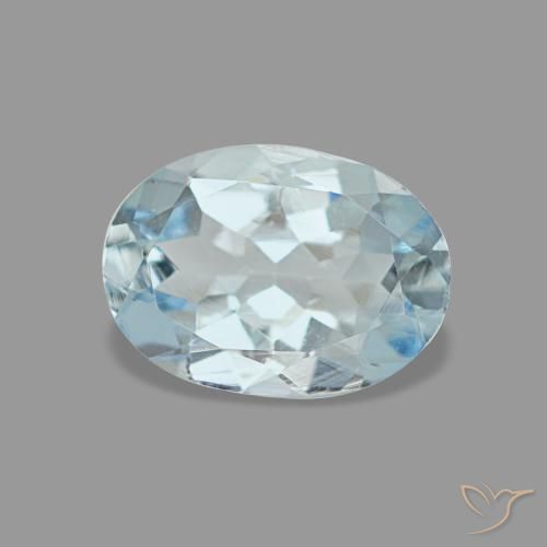 0.60 ct Blue Aquamarine Stone, Natural Aquamarine in Oval Facet Shape for Sale