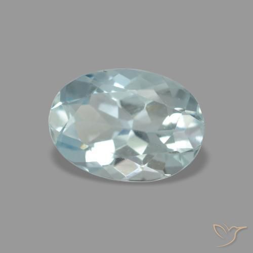 0.69 ct Blue Aquamarine Stone, Natural Aquamarine in Oval Facet Shape for Sale