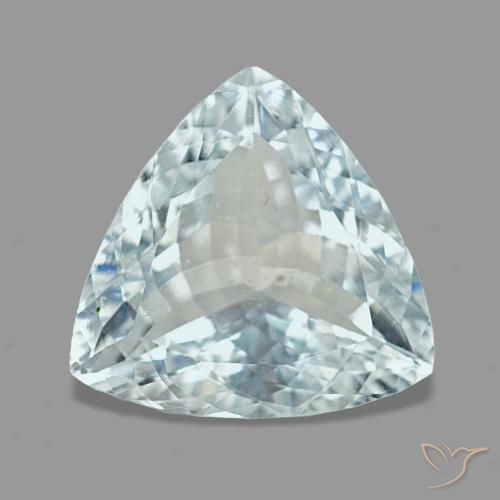 3.21 ct Blue Aquamarine Gemstone, Aquamarine Gem in Trillion Facet Shape for Sale.