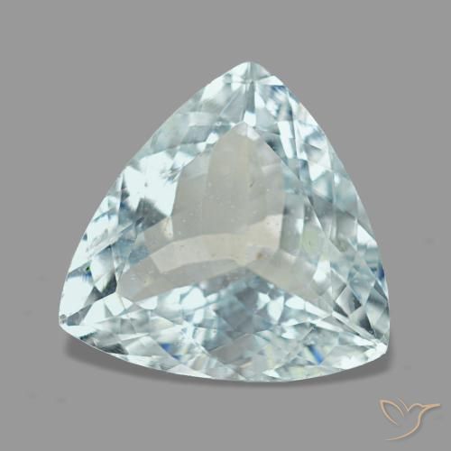 3.21 ct Blue Aquamarine Stone, Natural Aquamarine in Trillion Facet Shape for Sale