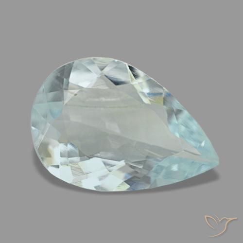 1.74 ct Blue Aquamarine Stone, Natural Aquamarine in Pear Facet Shape for Sale