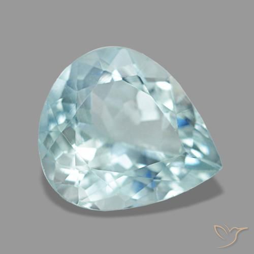 1.92 ct Blue Aquamarine Stone, Natural Aquamarine in Pear Facet Shape for Sale