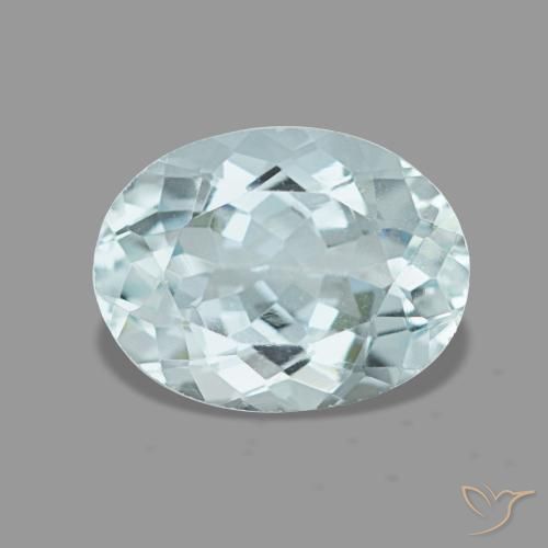 1.36 ct Blue Aquamarine Gemstone, Aquamarine Gem in Oval Facet Shape for Sale.