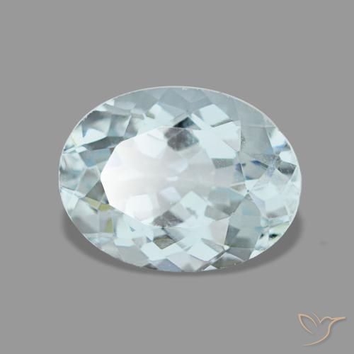 1.36 ct Blue Aquamarine Stone, Natural Aquamarine in Oval Facet Shape for Sale