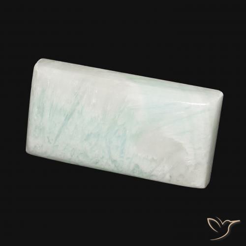 38.98 ct White Aragonite Stone, Natural Aragonite in Baguette Cabochon Shape for Sale