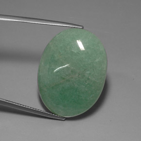 37.18 ct Green Aventurine Gemstone, Aventurine Gem in Oval Cabochon Shape for Sale.
