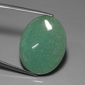 33.04 ct Green Aventurine Gemstone, Aventurine Gem in Oval Cabochon Shape for Sale.