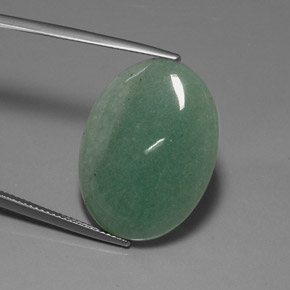18.73 ct Green Aventurine Gemstone, Aventurine Gem in Oval Cabochon Shape for Sale.