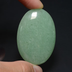 65.37 ct Green Aventurine Gemstone, Aventurine Gem in Oval Cabochon Shape for Sale.