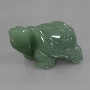 306.71 ct Green Aventurine Gemstone, Aventurine Gem in Carved Turtle Shape for Sale.
