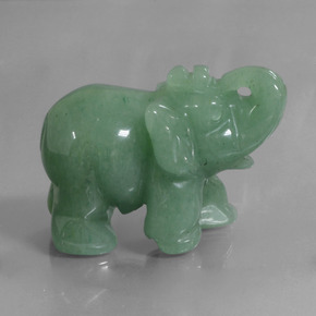 268.27 ct Green Aventurine Gemstone, Aventurine Gem in Carved Elephant Shape for Sale.