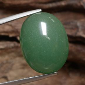 17.51 ct Green Aventurine Gemstone, Aventurine Gem in Oval Cabochon Shape for Sale.