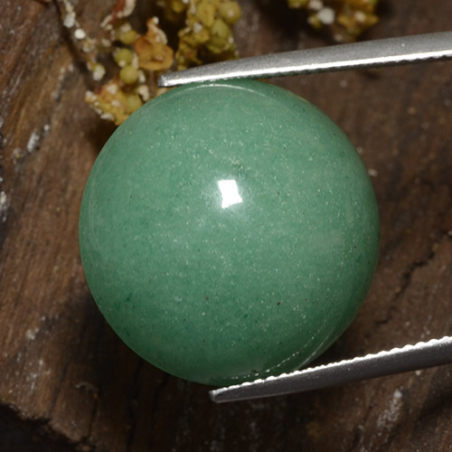 ミディアムグリーン アベンチュリン 宝石 - 25.4ct ラウンドカボション (ID: 483843)