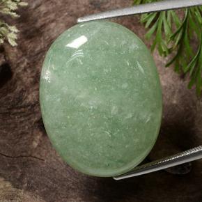 29.91 ct Green Aventurine Gemstone, Aventurine Gem in Oval Cabochon Shape for Sale.