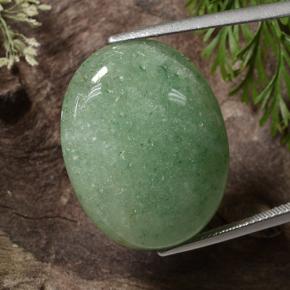 29.29 ct Green Aventurine Gemstone, Aventurine Gem in Oval Cabochon Shape for Sale.