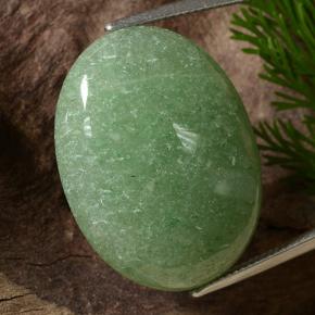34.85 ct Green Aventurine Gemstone, Aventurine Gem in Oval Cabochon Shape for Sale.