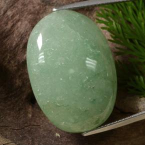 34.82 ct Green Aventurine Gemstone, Aventurine Gem in Oval Cabochon Shape for Sale.