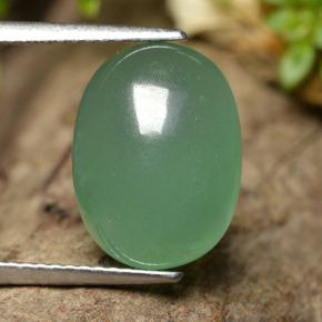 6.12 ct Green Aventurine Gemstone, Aventurine Gem in Oval Cabochon Shape for Sale.