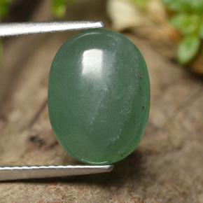 5.42 ct Green Aventurine Gemstone, Aventurine Gem in Oval Cabochon Shape for Sale.