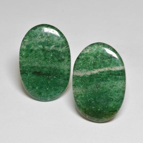 Vert intense Aventurine gemme - 8.9ct Ovale Cabochon (ID: 575962)