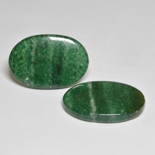 17.78 ctw Green Aventurine Stones, Natural Aventurine in Oval Cabochon Shape for Sale