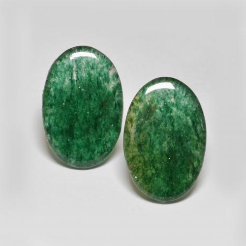 Deep Green Aventurine Gem - 4.3ct Oval Cabochon (ID: 576032)