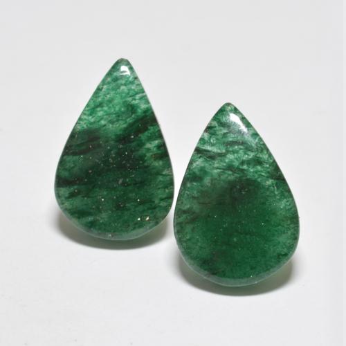 12.03 ctw Green Aventurine Gemstones, Aventurine Gems in Pear Cabochon Shape for Sale.