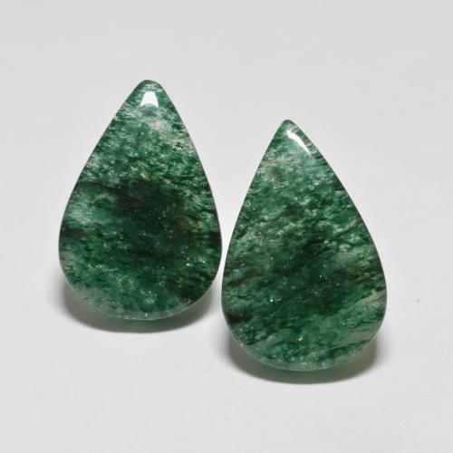 Medium-Dark Green Aventurine Gem - 8.3ct Pear Cabochon (ID: 576141)