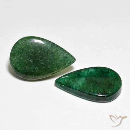 12.15 ctw Green Aventurine Stones, Natural Aventurine in Pear Cabochon Shape for Sale